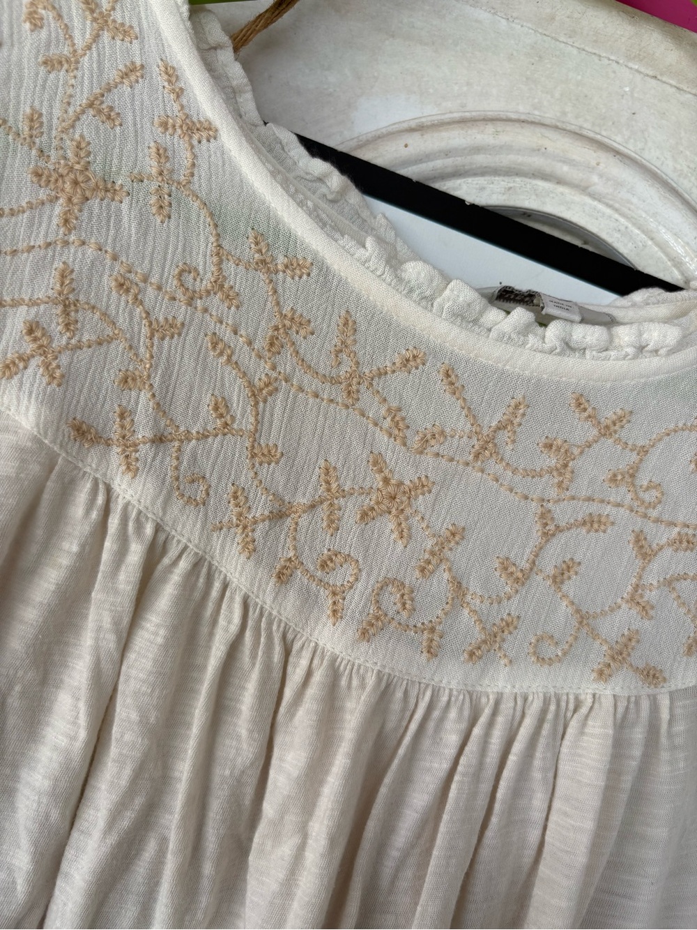 Lucky Brand Cream Embroidered Sleeveless Peasant Top - Picture 3 of 5